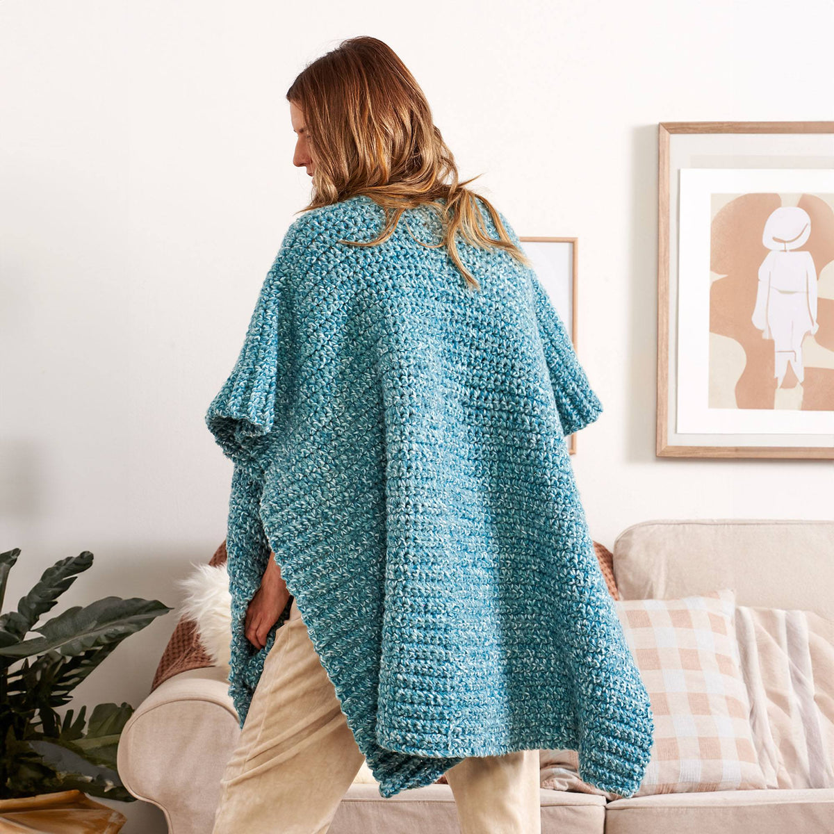 Crochet Wrap made in Bernat Forever Fleece Yarn