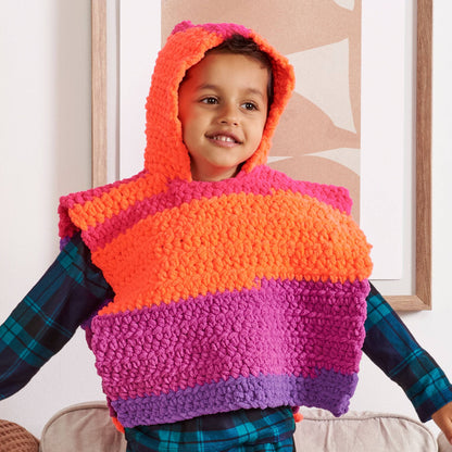 Bernat Rainbow Rascals Crochet Poncho Crochet Poncho made in Bernat Blanket Stripes Yarn