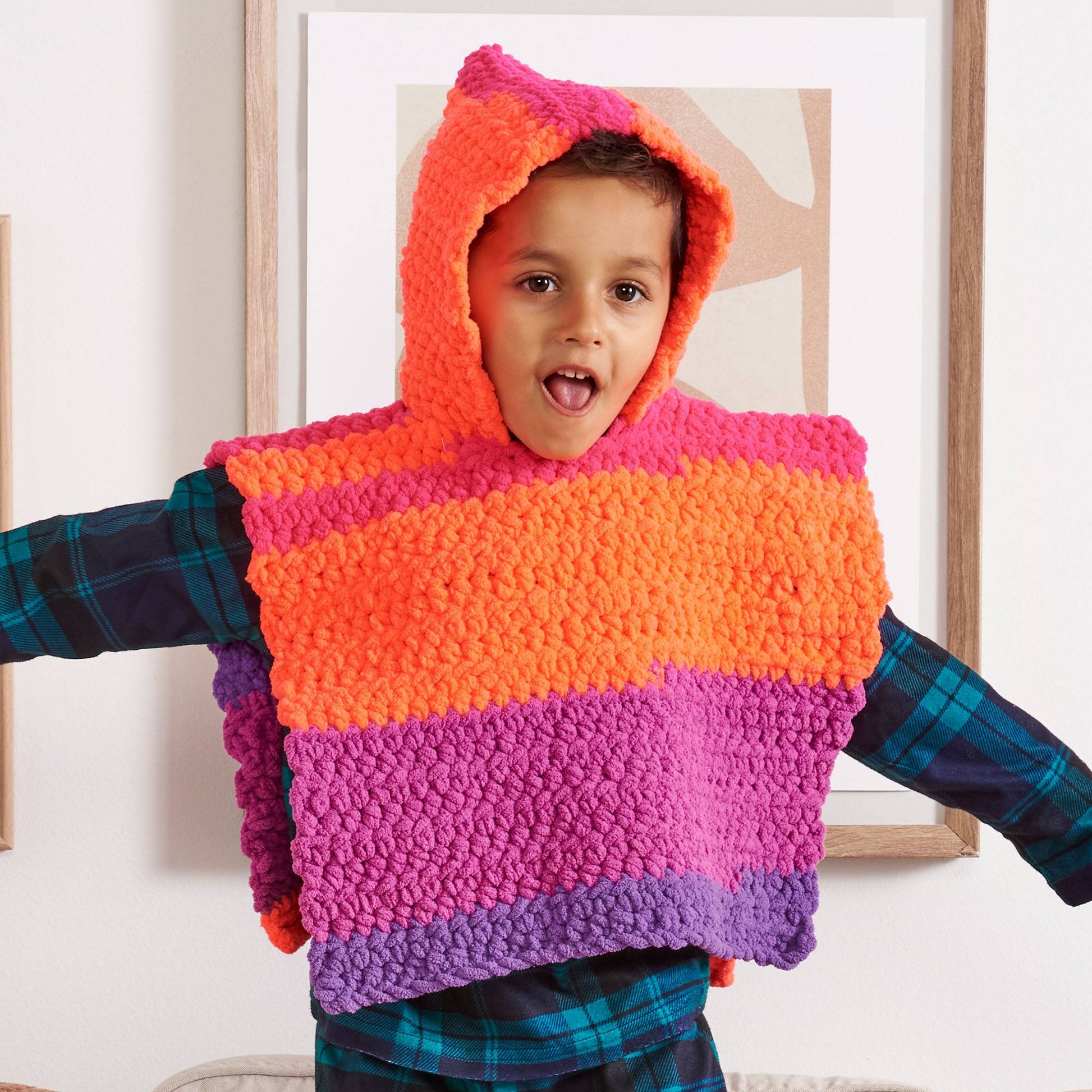 Free Bernat Rainbow Rascals Crochet Poncho Pattern