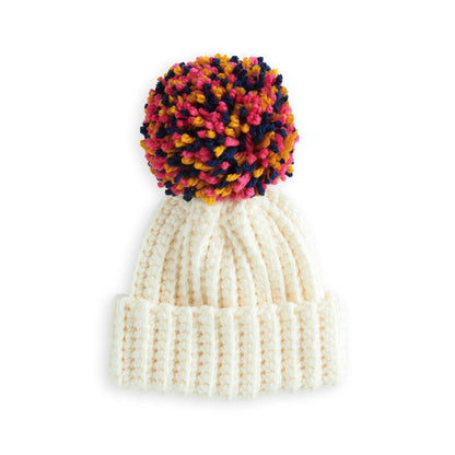 Bernat Beginner Pom On Top Crochet Beanie Natural
