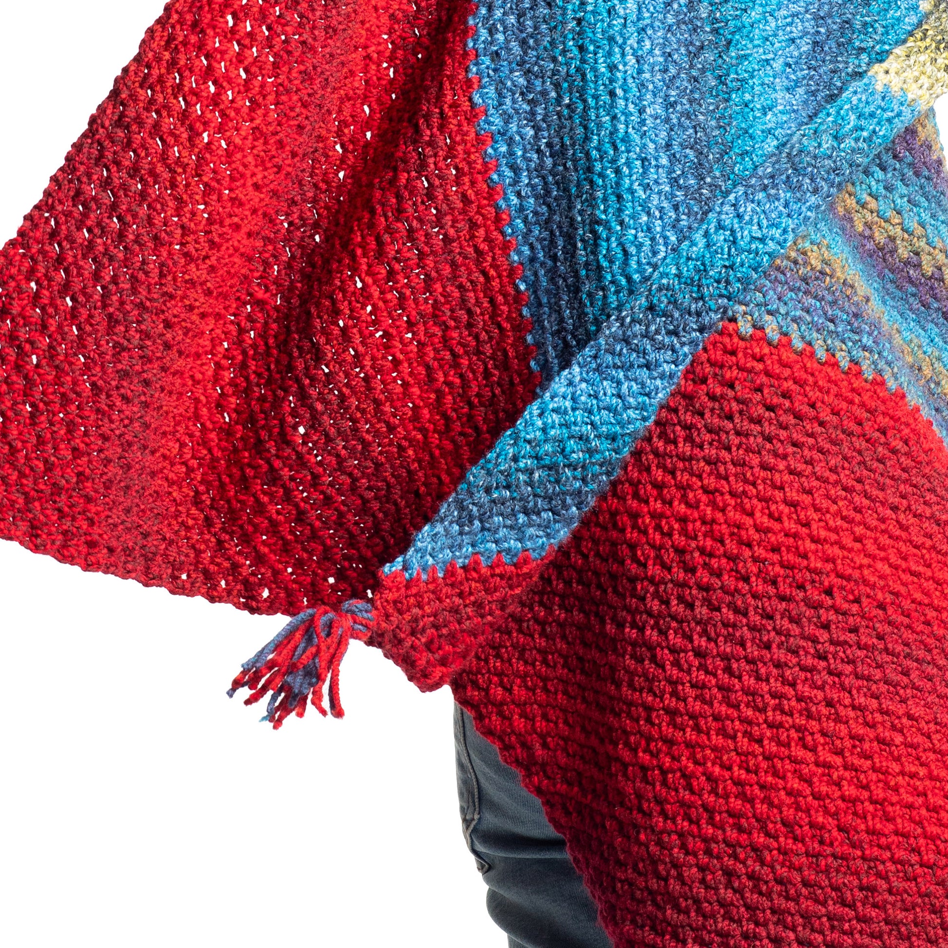 Free Bernat Wavelength Moss Stitch on a bias Shawl Crochet Pattern
