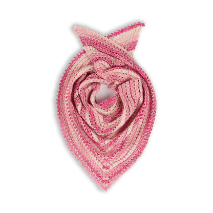 Bernat Crochet Breezy Day Shawl A crocheted shawl with a gradient of blue to purple colors, featuring a picot edging,Lollipop Pink