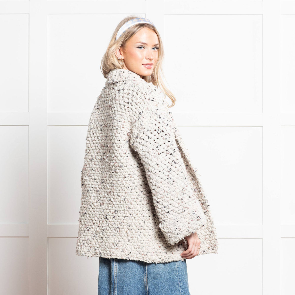 Crochet Cardigan made in Bernat Forever Fleece Tweeds Yarn