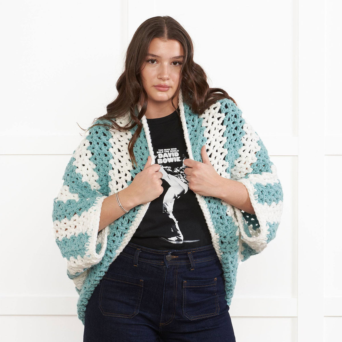 Crochet Cardigan made in Bernat Forever Fleece Yarn