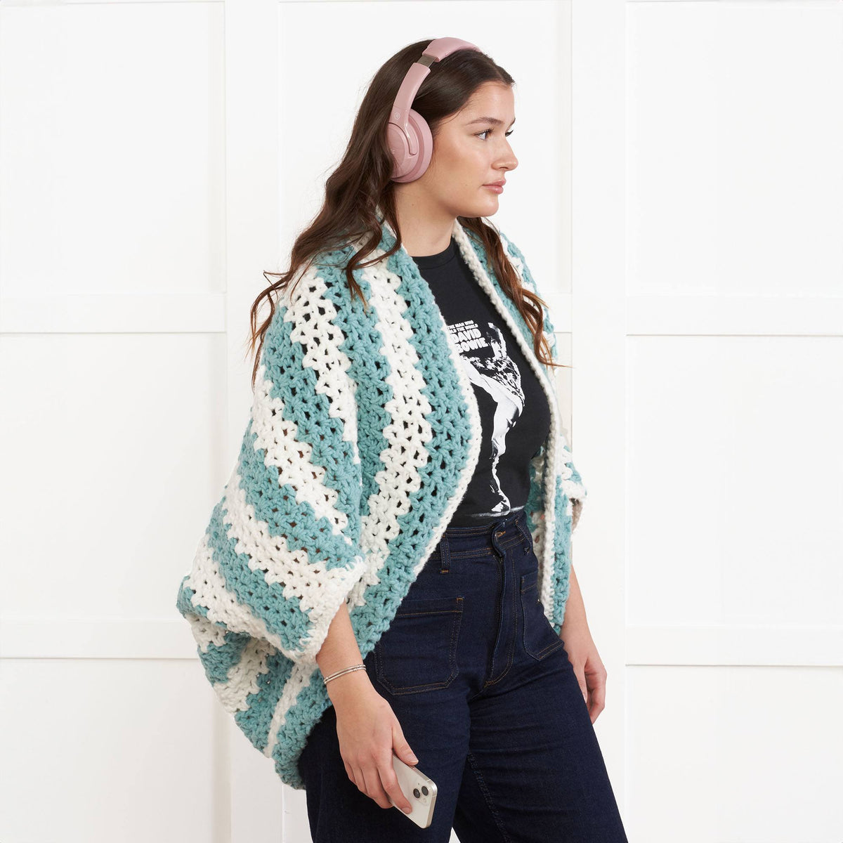 Crochet Cardigan made in Bernat Forever Fleece Yarn