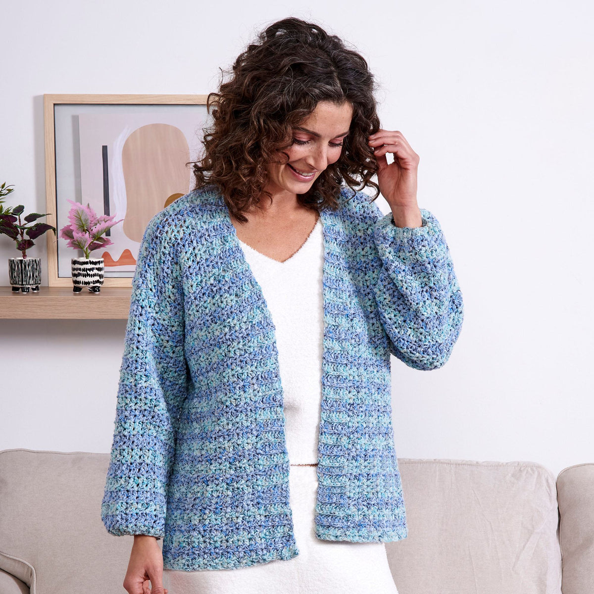 Crochet Cardigan made in Bernat Lattice Yarn
