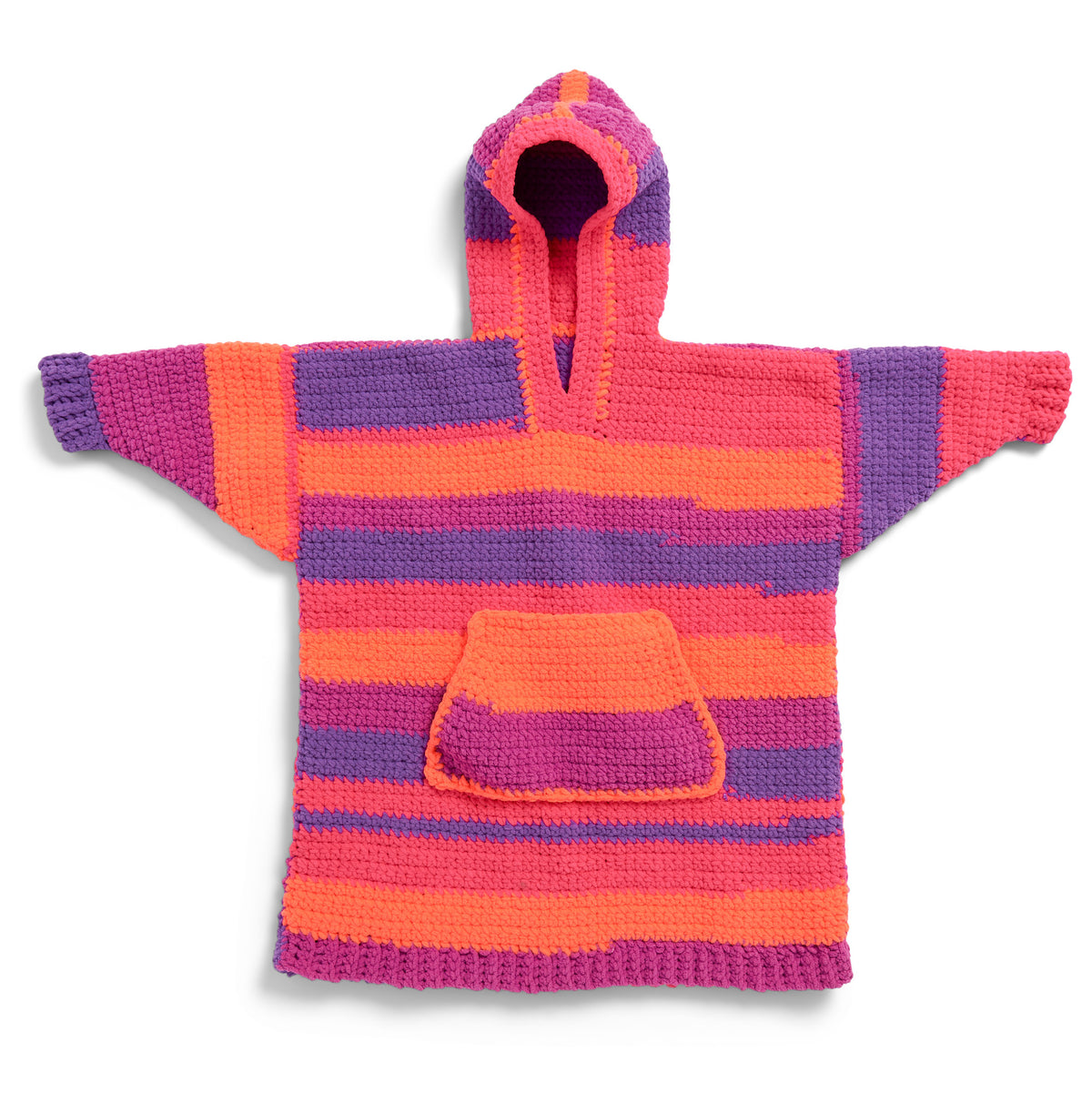 Crochet Hood made in Bernat Blanket Stripes Yarn