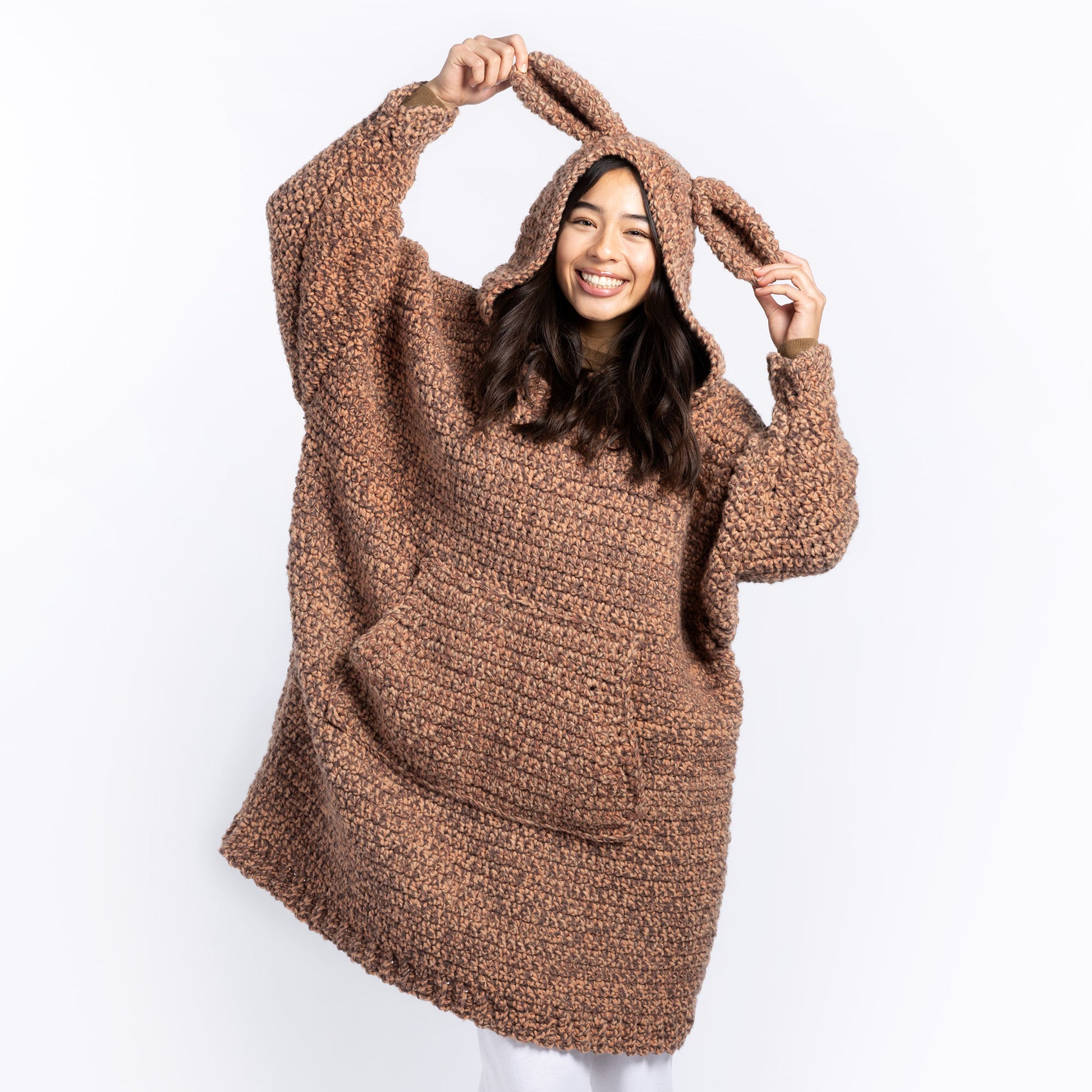 Free Bernat Big Bear Comfort Crochet Blanket Hoodie Pattern