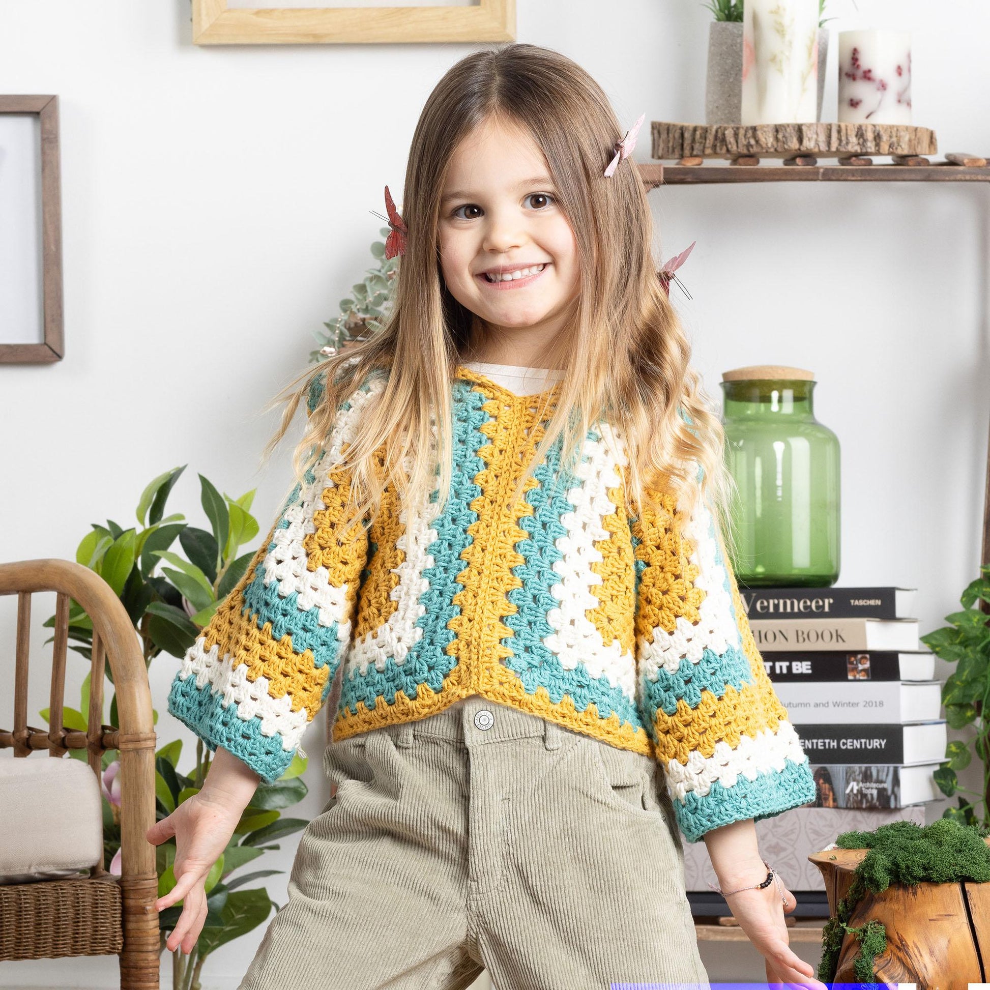 Free Bernat Crochet Kids Hooded Hexi Pullover Pattern