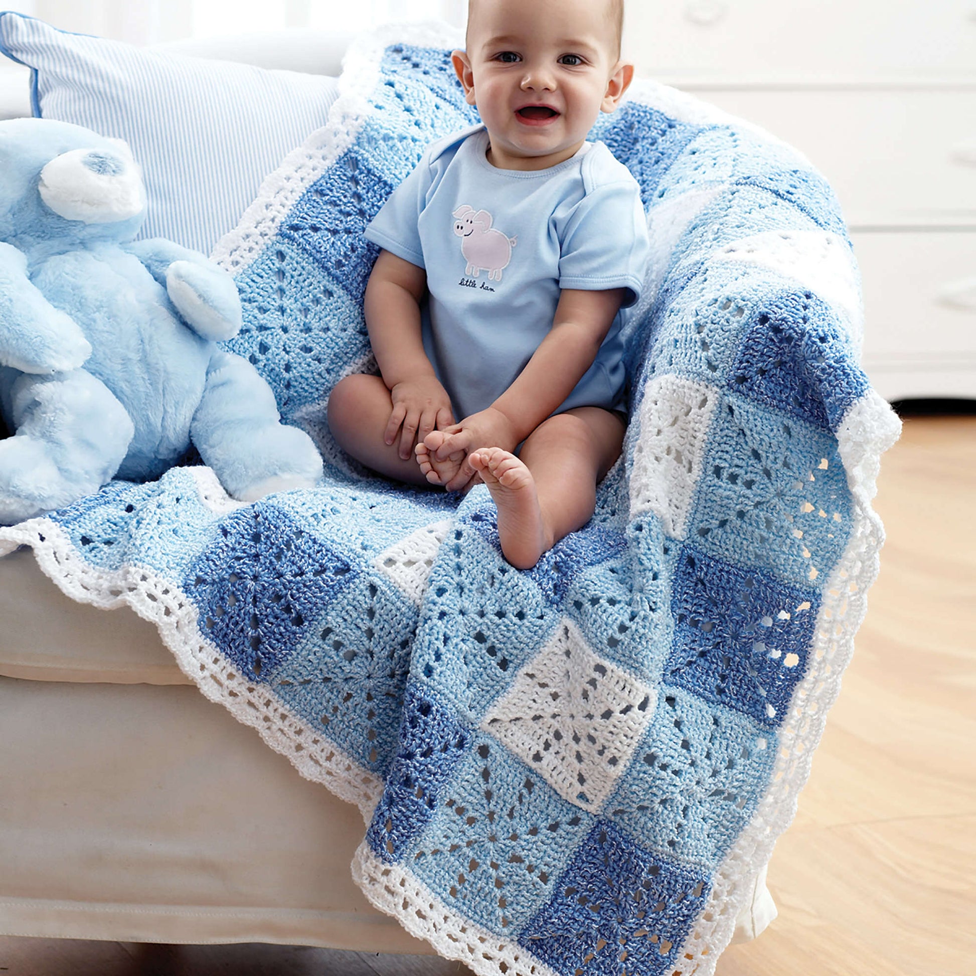 Free Bernat Gingham Crochet Blanket Pattern