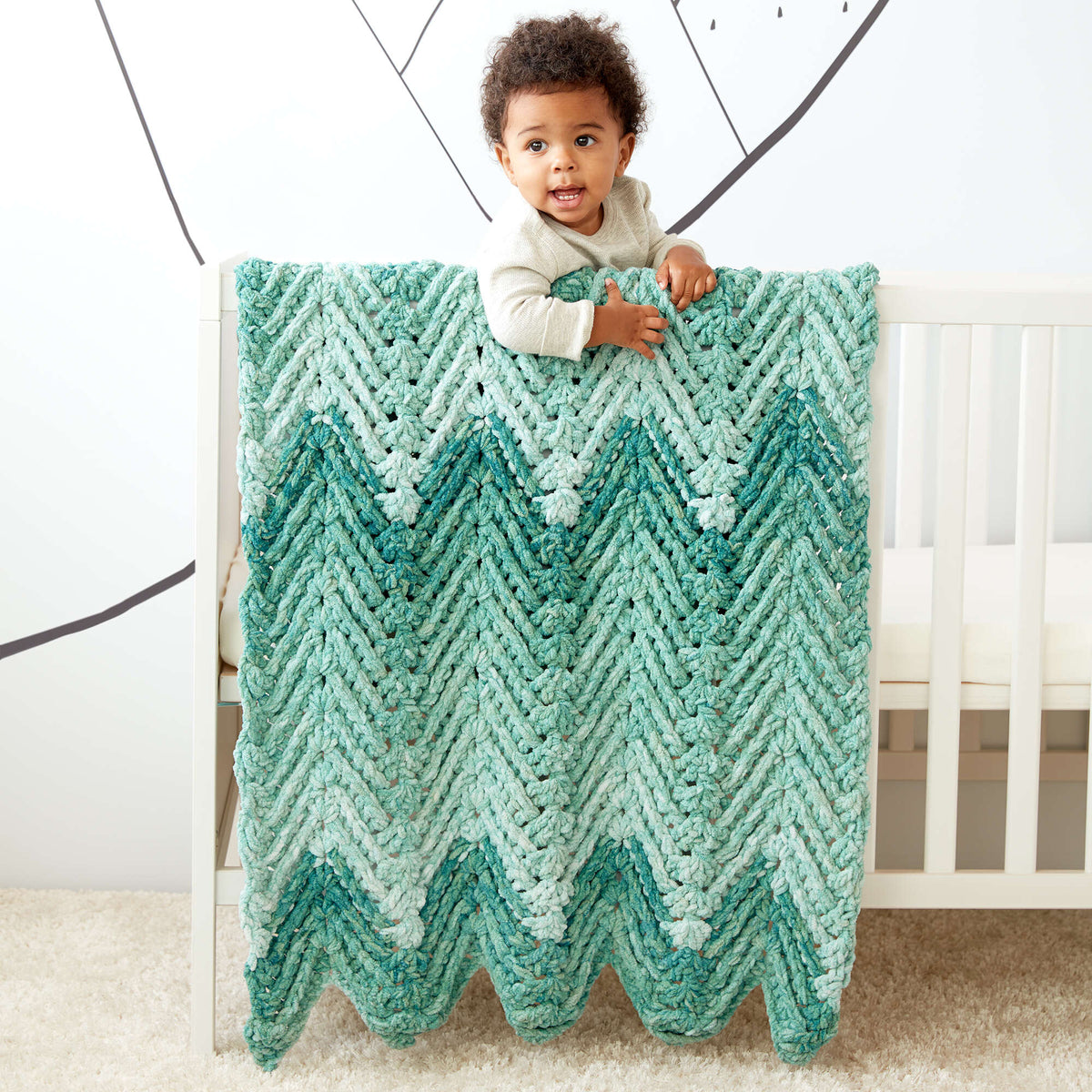 Crochet Blanket made in Bernat Baby Blanket Dappled Yarn