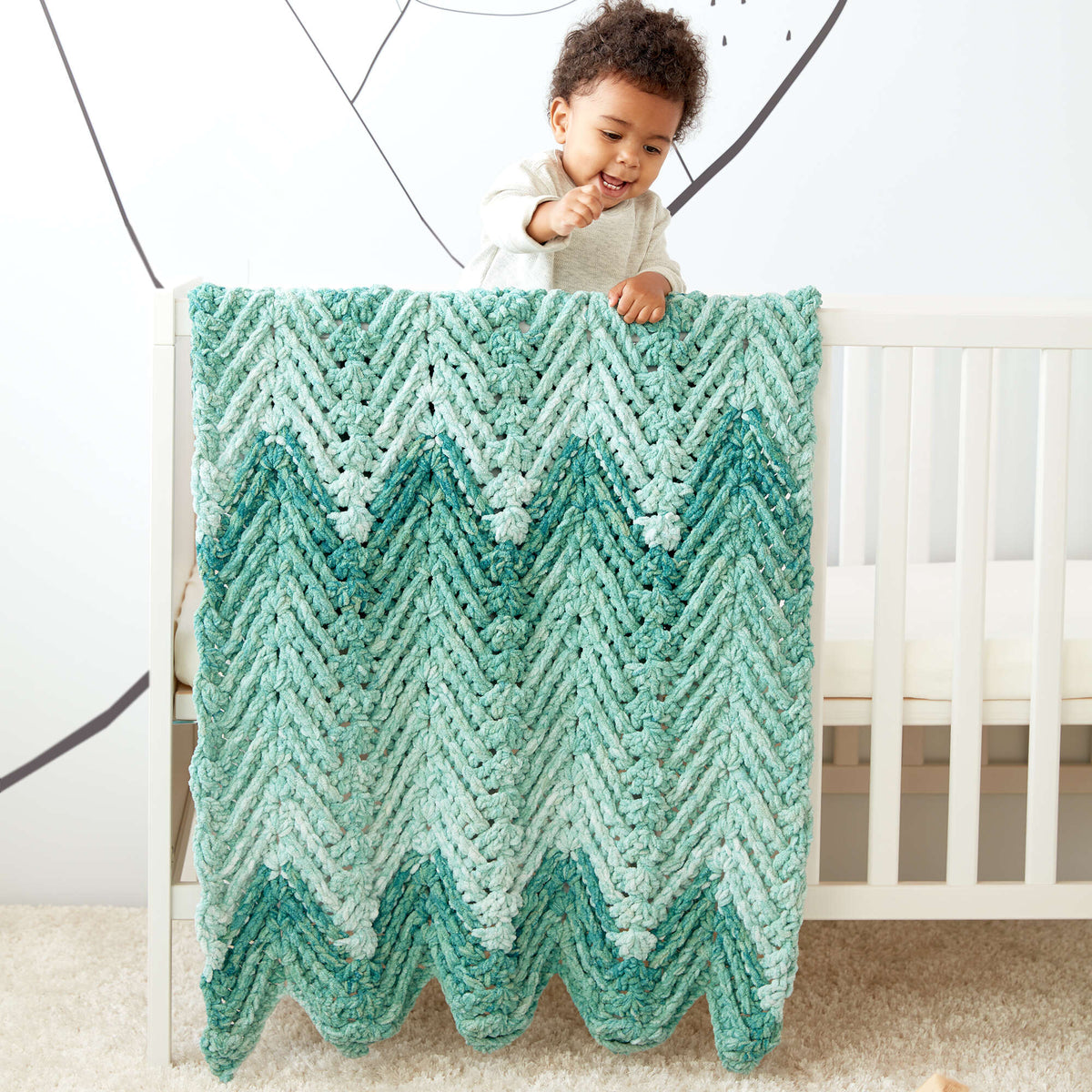 Crochet Blanket made in Bernat Baby Blanket Dappled Yarn