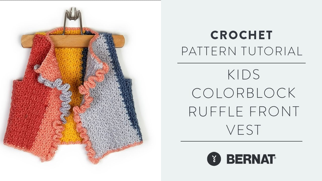 Bernat Colorblock Ruffle Front Vest Crochet