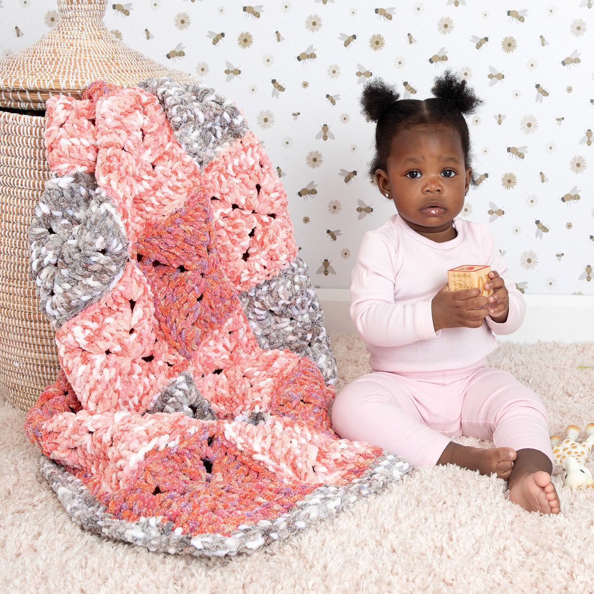 Crochet Blanket made in Bernat Baby Blanket Yarn