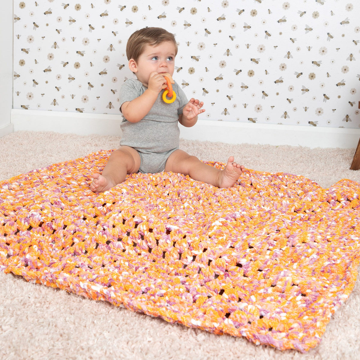 Crochet Blanket made in Bernat Baby Blanket Yarn