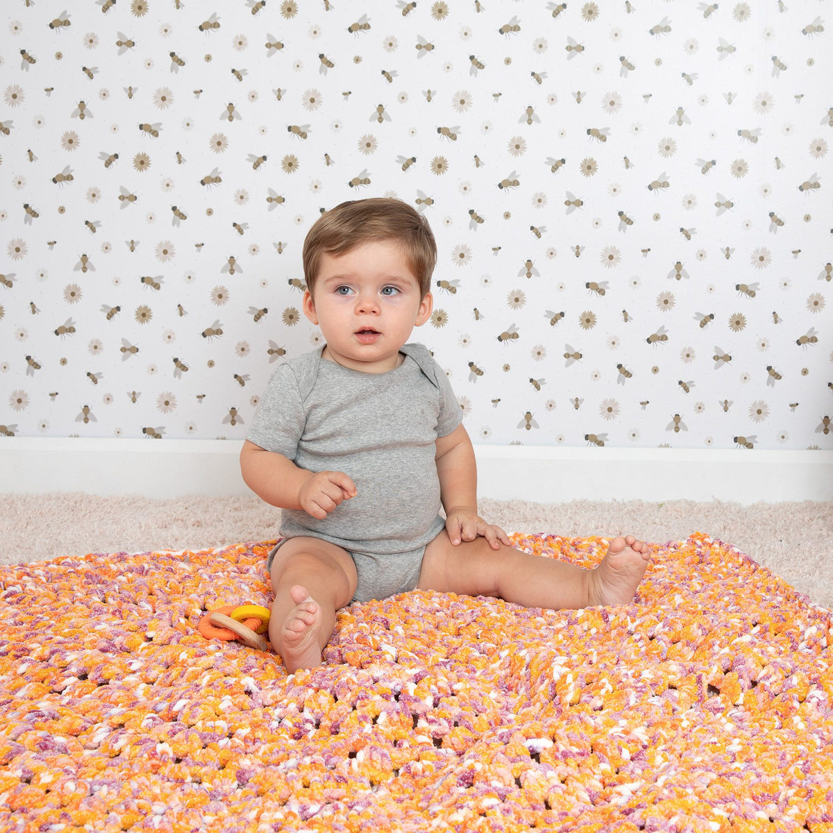 Crochet Blanket made in Bernat Baby Blanket Yarn