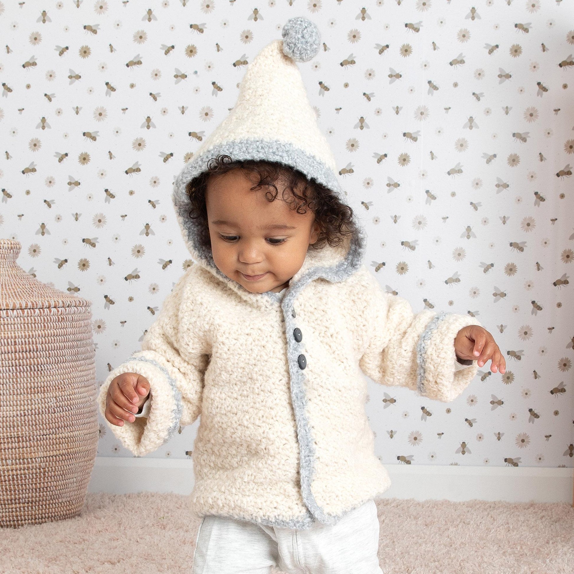 Free Bernat Crochet Baby Jacket with Hood Pattern