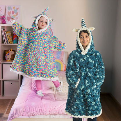 Bernat Unique Unicorn Kids Crochet Blanket Hoodie All Variants