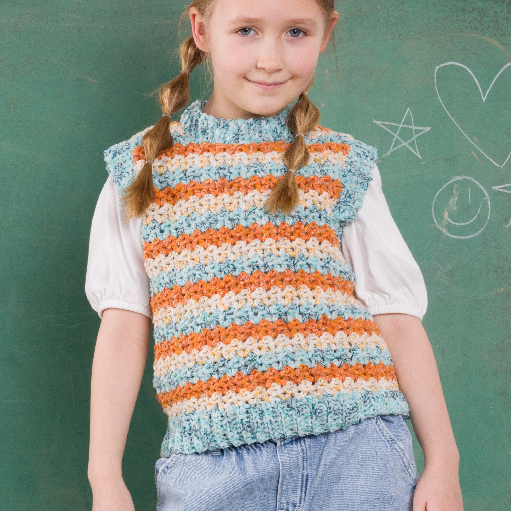 Free Easy Bernat V Stitch Stripes Crochet Vest Pattern