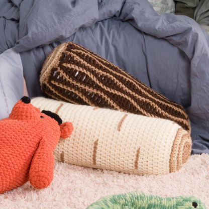 Bernat Crochet Timber Pillows A crocheted beige and brown timber-like pillow or pouf,All Variants