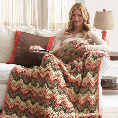 Bernat Crochet Eight Shades Ripple Afghan Crochet Blanket made in Bernat Super Value yarn,Version 2