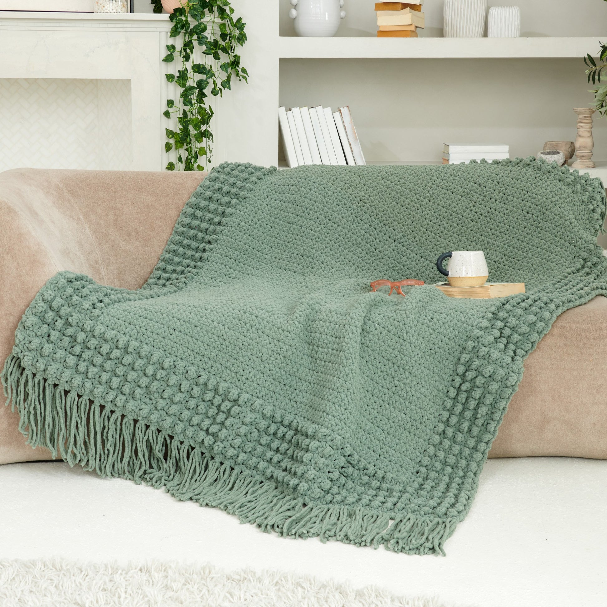 Free Bernat Bobble Frame Crochet Blanket Pattern