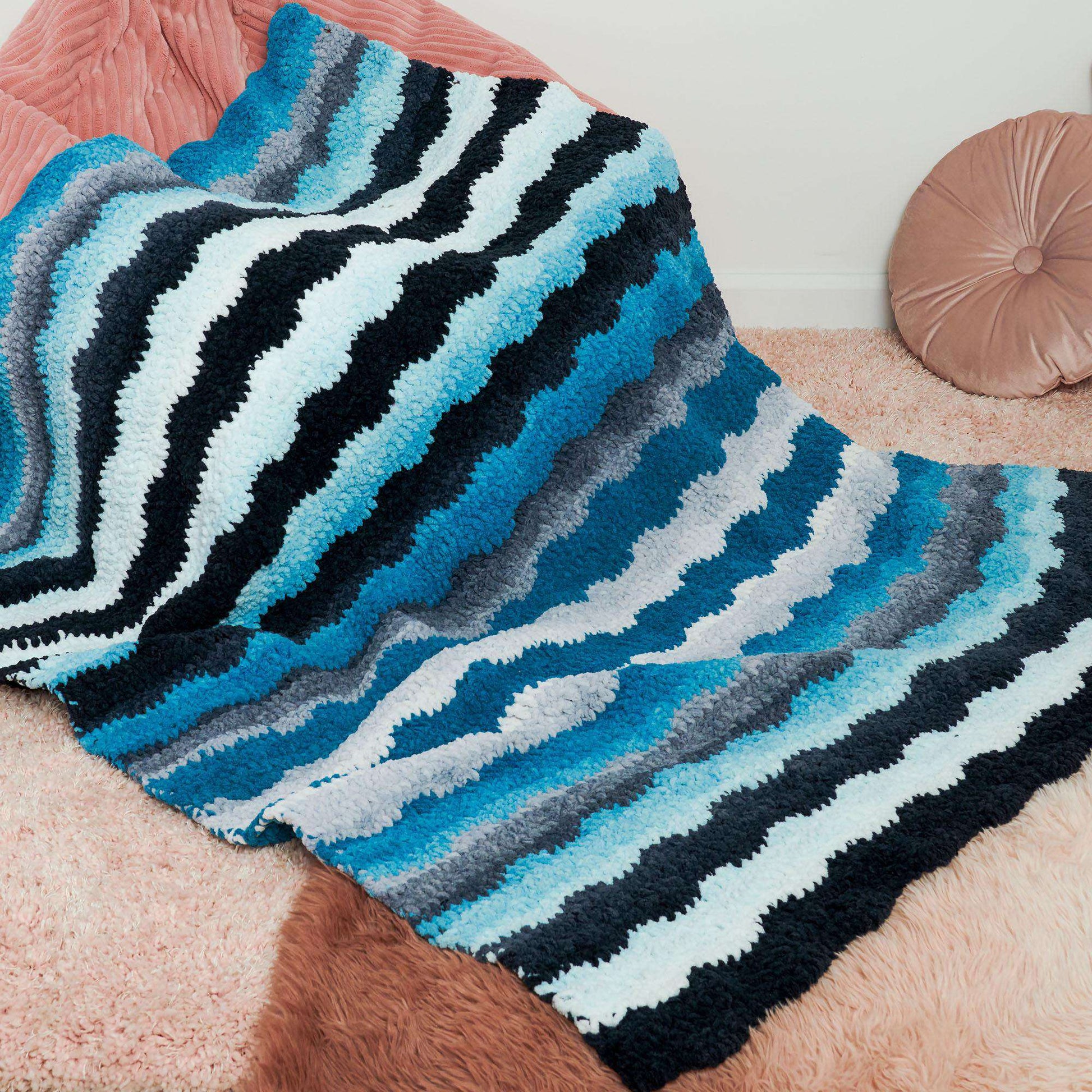 Free Bernat Waving Stripes Crochet Blanket Pattern
