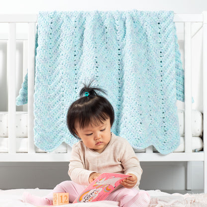 Bernat Baby Ripple Crochet Blanket Seaside, Crochet Blanket made in Bernat Baby Blanket Frosting Yarn