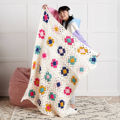 Bernat Beginner Granny Square Crochet Blanket Large