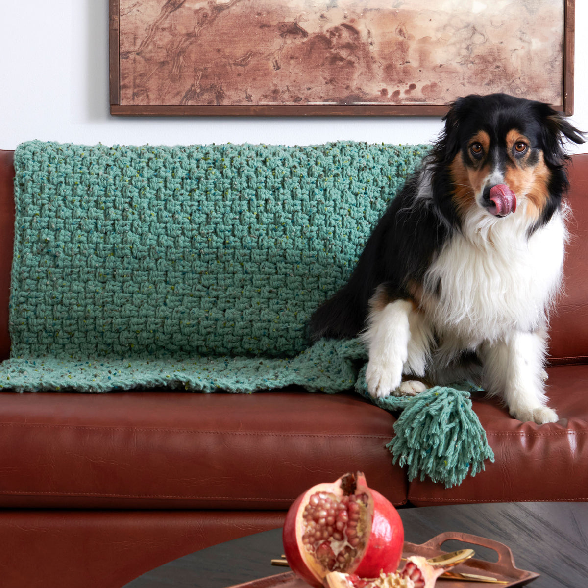 Crochet Blanket made in Bernat Forever Fleece Tweeds Yarn