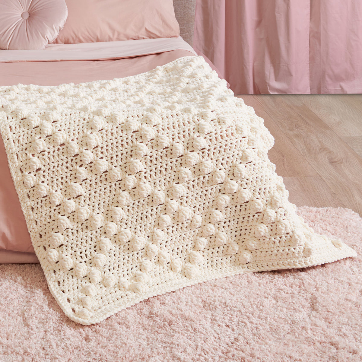 Crochet Blanket made in Bernat Plush Yarn
