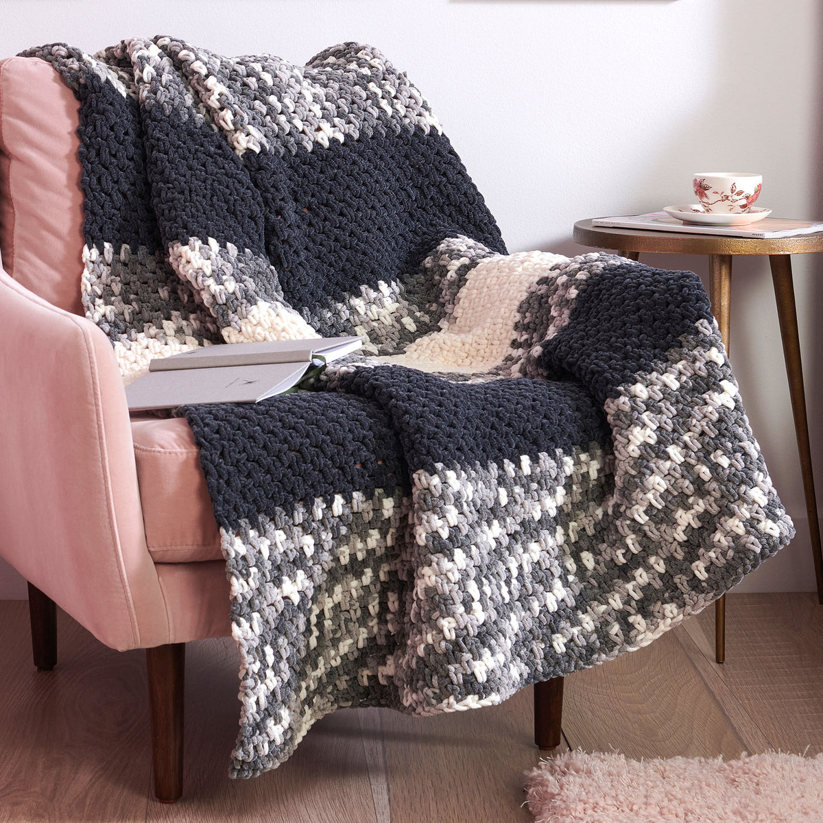 Crochet Blanket made in Bernat Plush Yarn