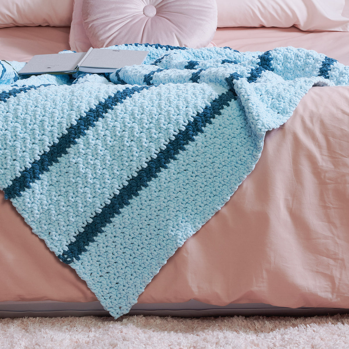 Crochet Blanket made in Bernat Plush Yarn