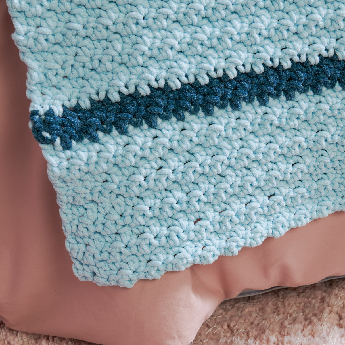 Crochet Blanket made in Bernat Plush Yarn