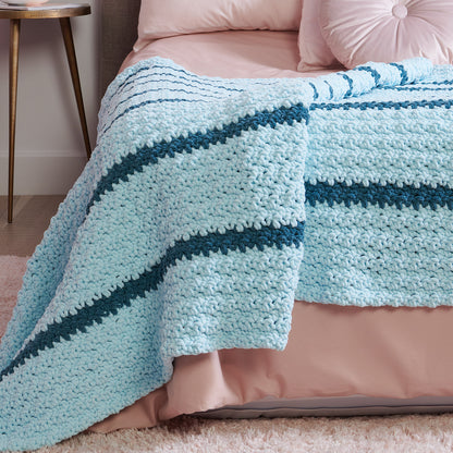 Bernat Thin as a Pin Stripe Crochet Blanket Crochet Blanket made in Bernat Plush Yarn