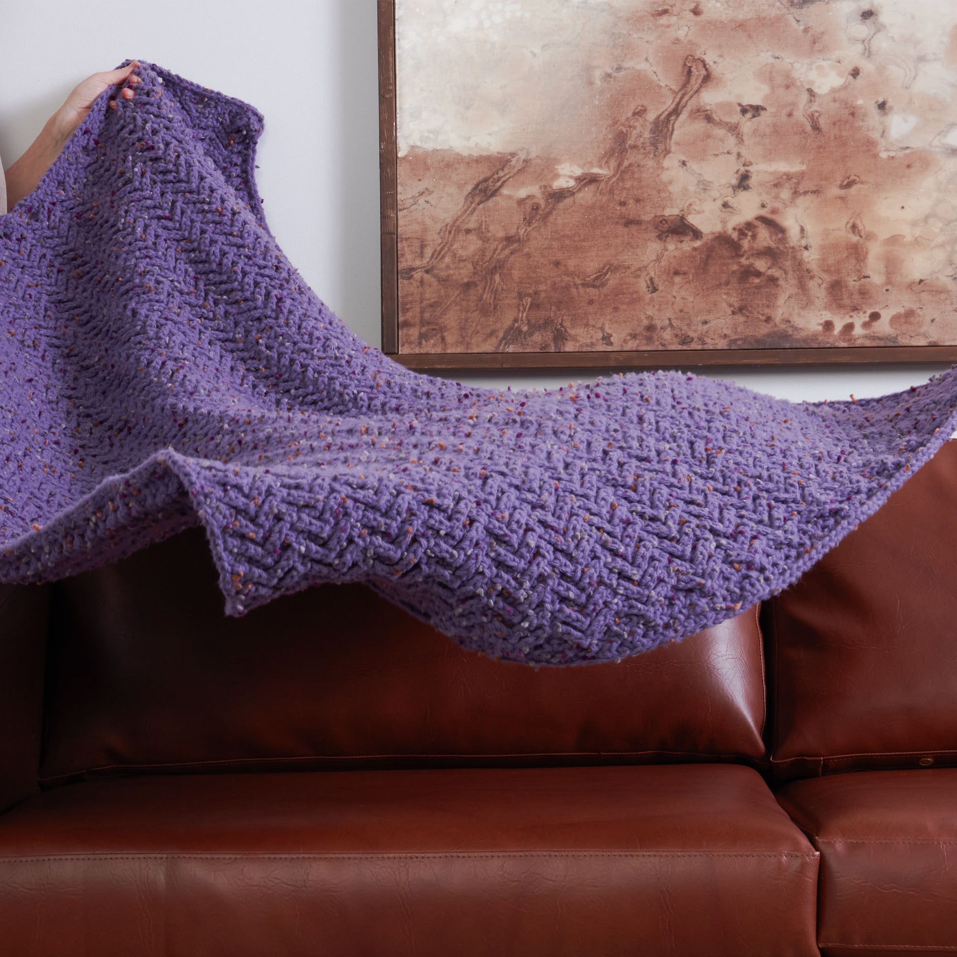 Ombre Herringbone Textured Throw Crochet Pattern - A More Crafty Life