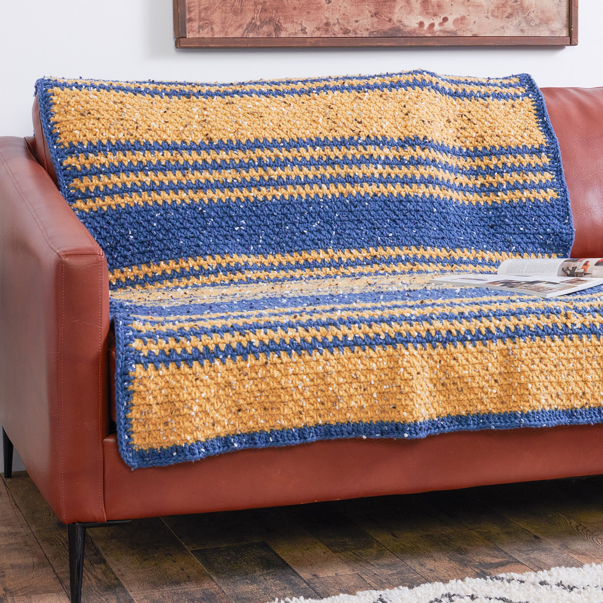 Free Bernat Linen Stitch Stripes Crochet Blanket Pattern