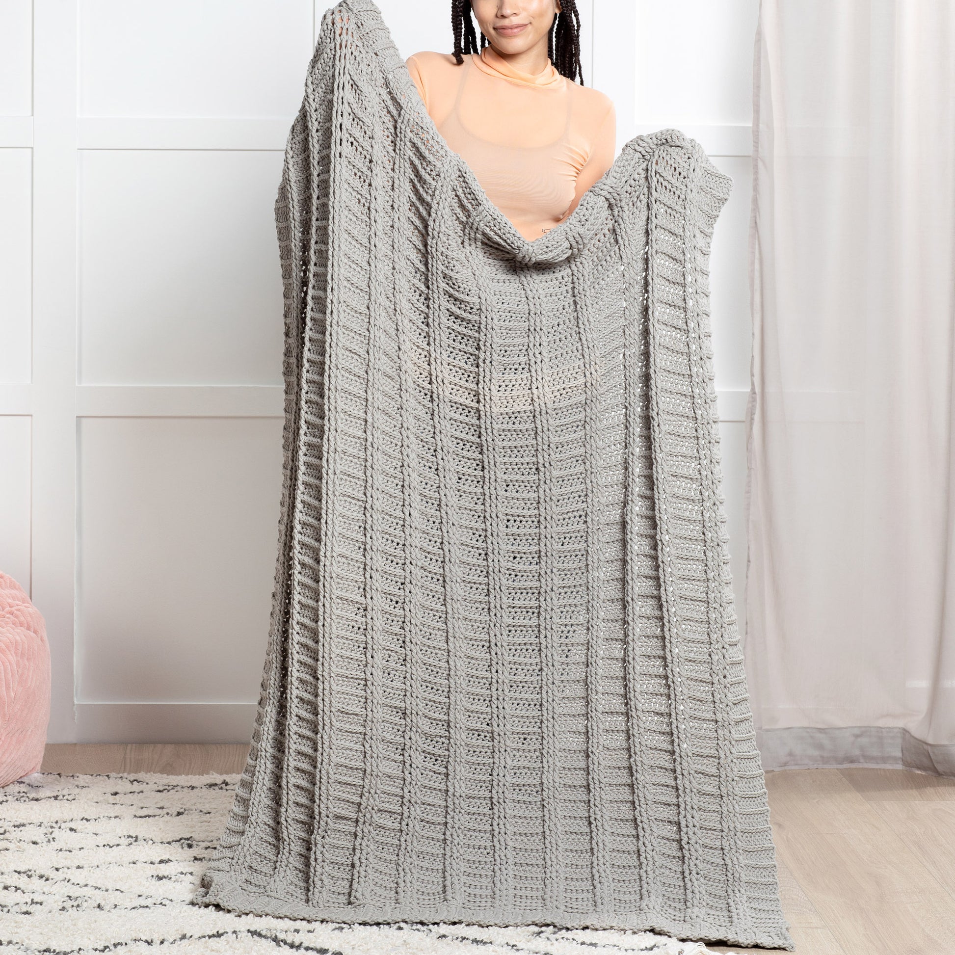 Free Bernat Bold Ridges Crochet Blanket Pattern