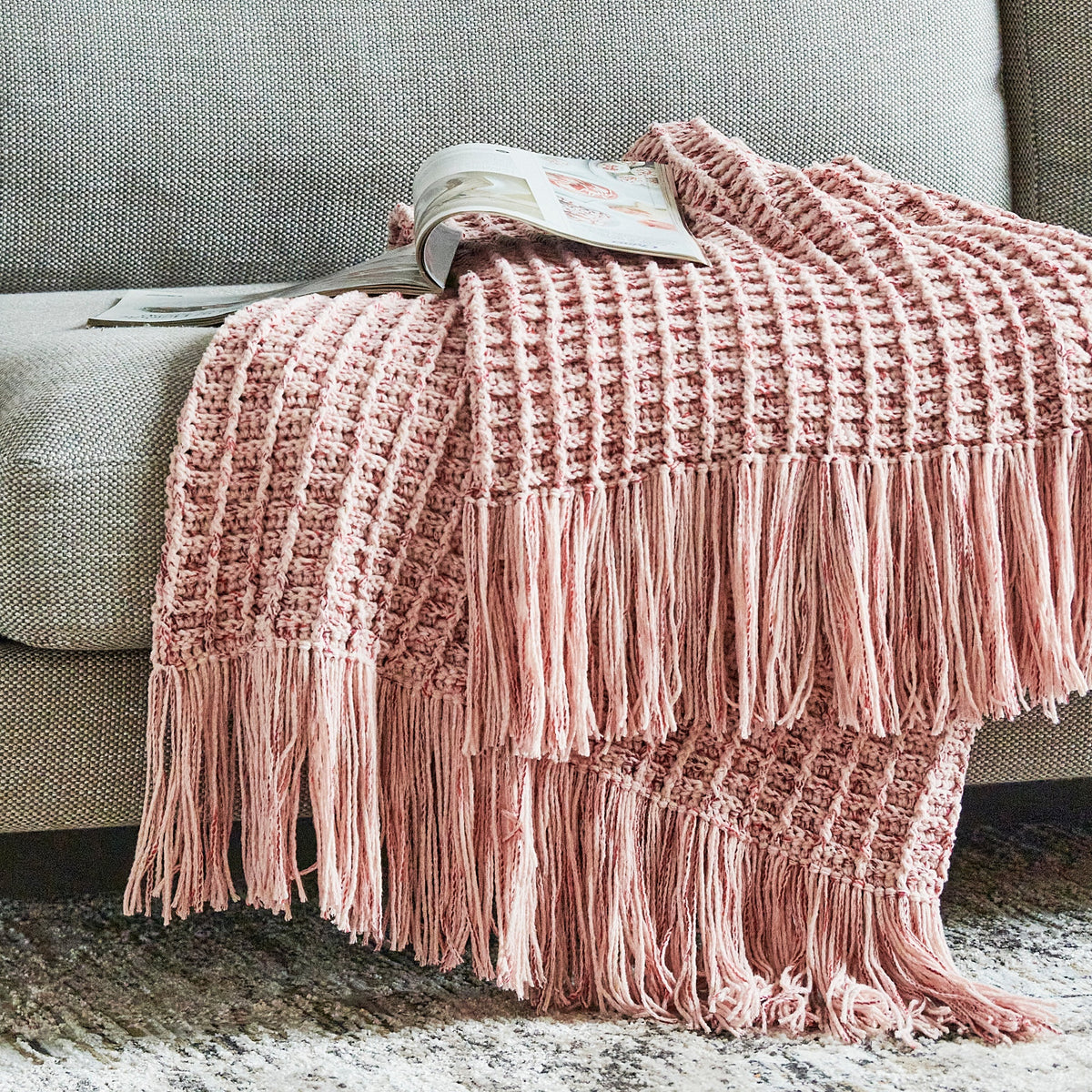 Crochet Blanket made in Bernat Lattice Yarn
