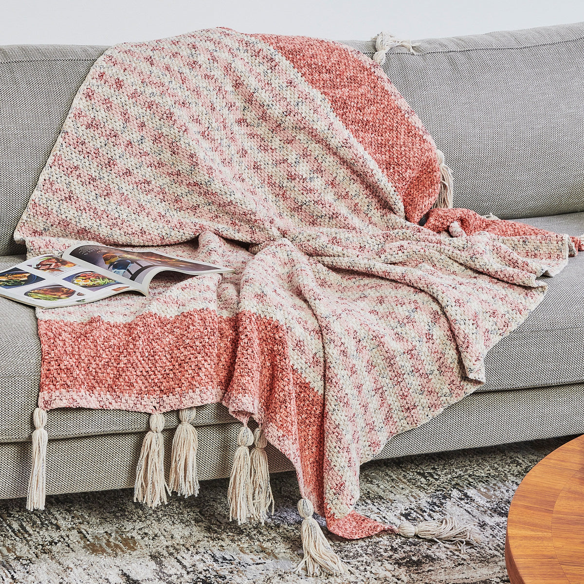 Crochet Blanket made in Bernat Lattice Yarn