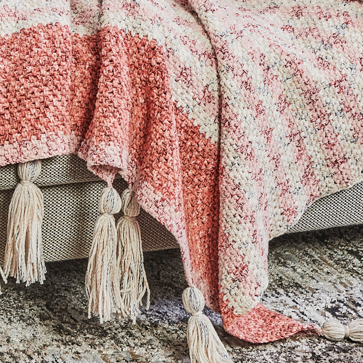 Crochet Blanket made in Bernat Lattice Yarn