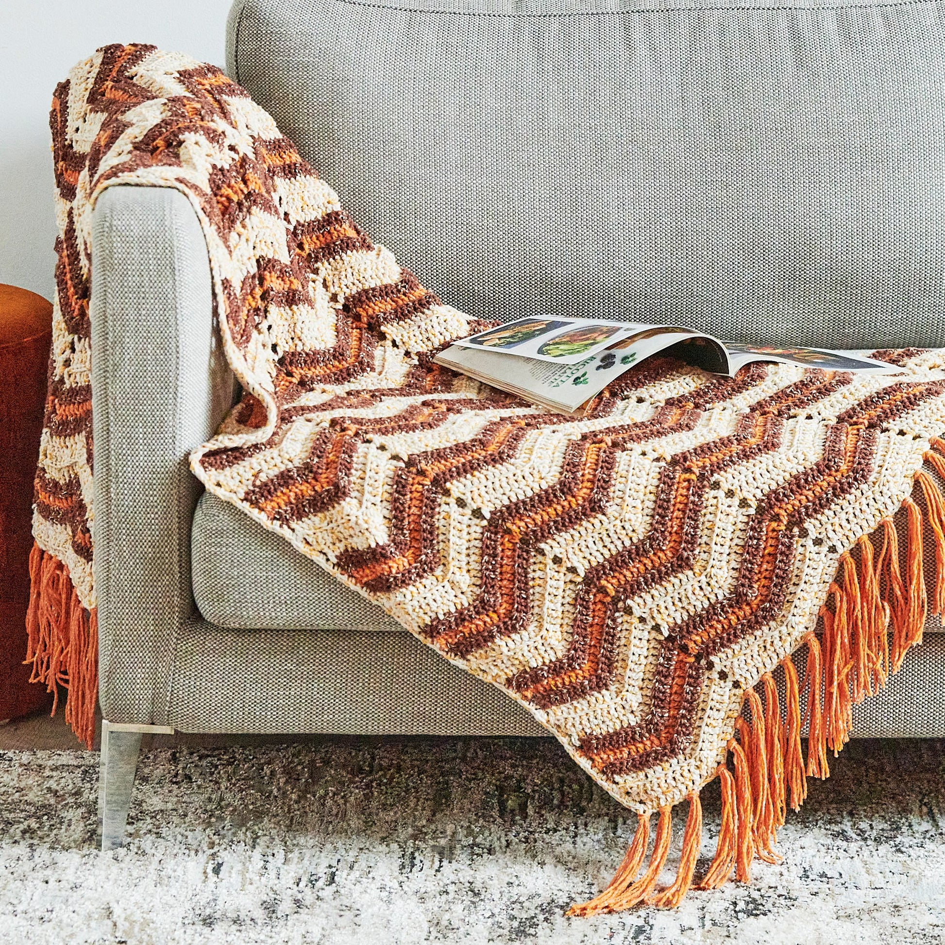 Free Bernat Zig and Zag Crochet Blanket Pattern