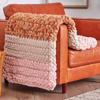 Bernat Happy Harvest Striped Crochet Blanket Pink Dust