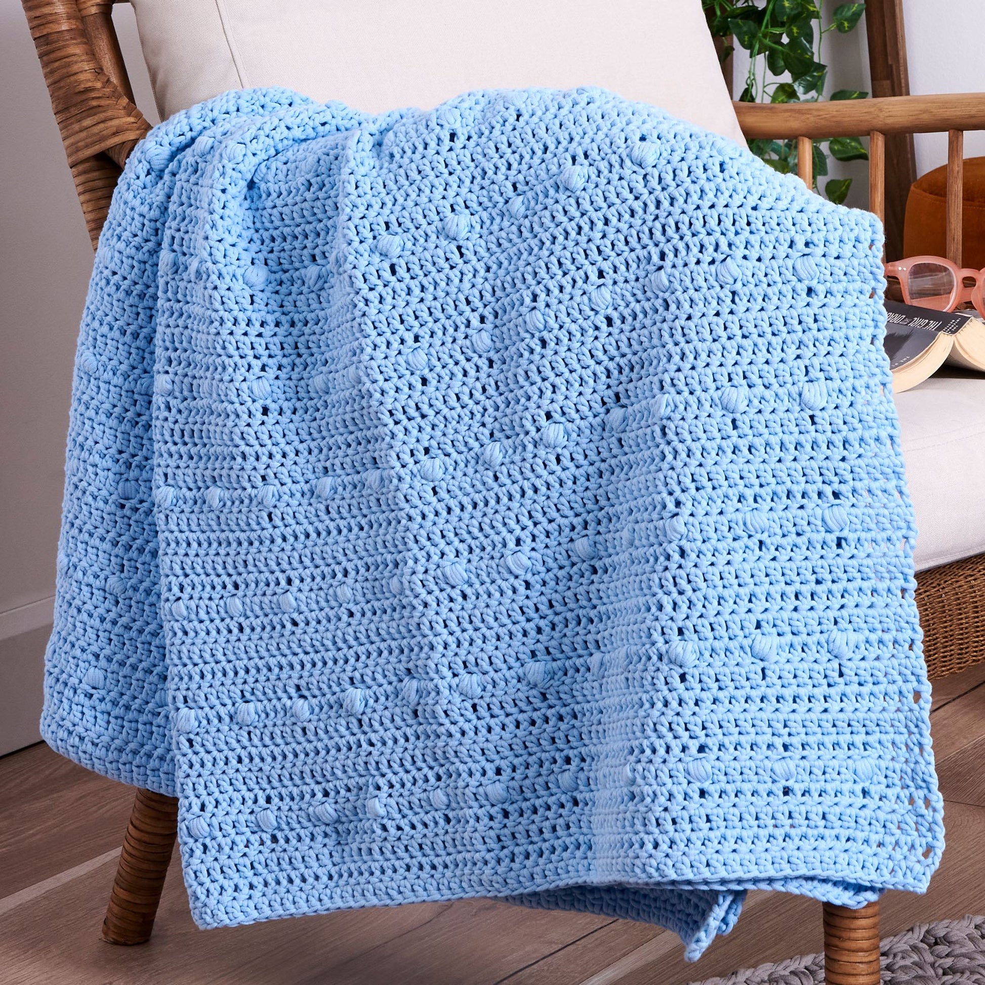 Free Bernat Crochet Pops of Puffs Blanket Pattern