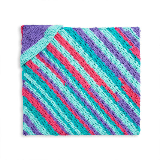 Crochet HoodedThrow made in Bernat Blanket Stripes Yarn