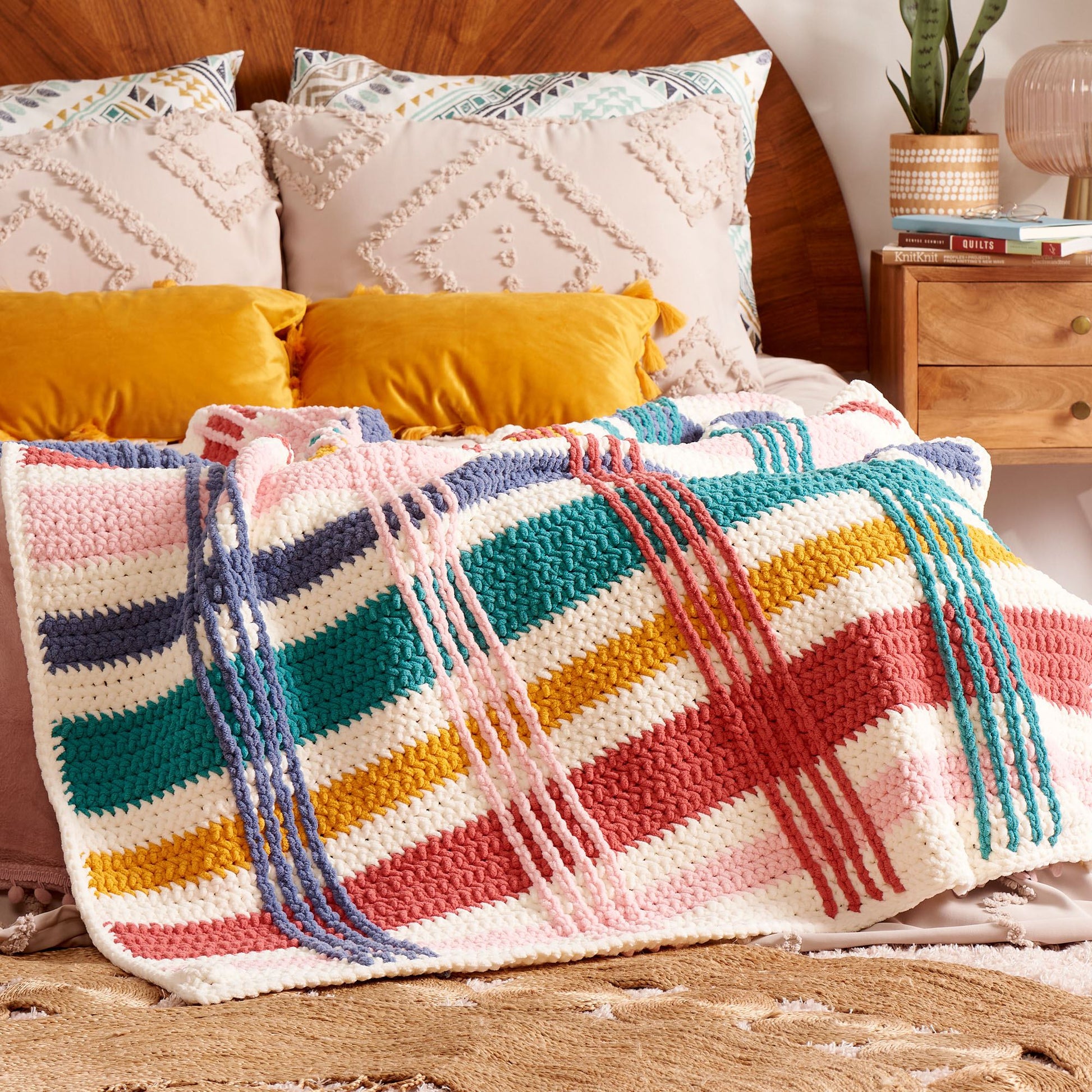 Free Bernat Colorweave Oasis Crochet Blanket Pattern
