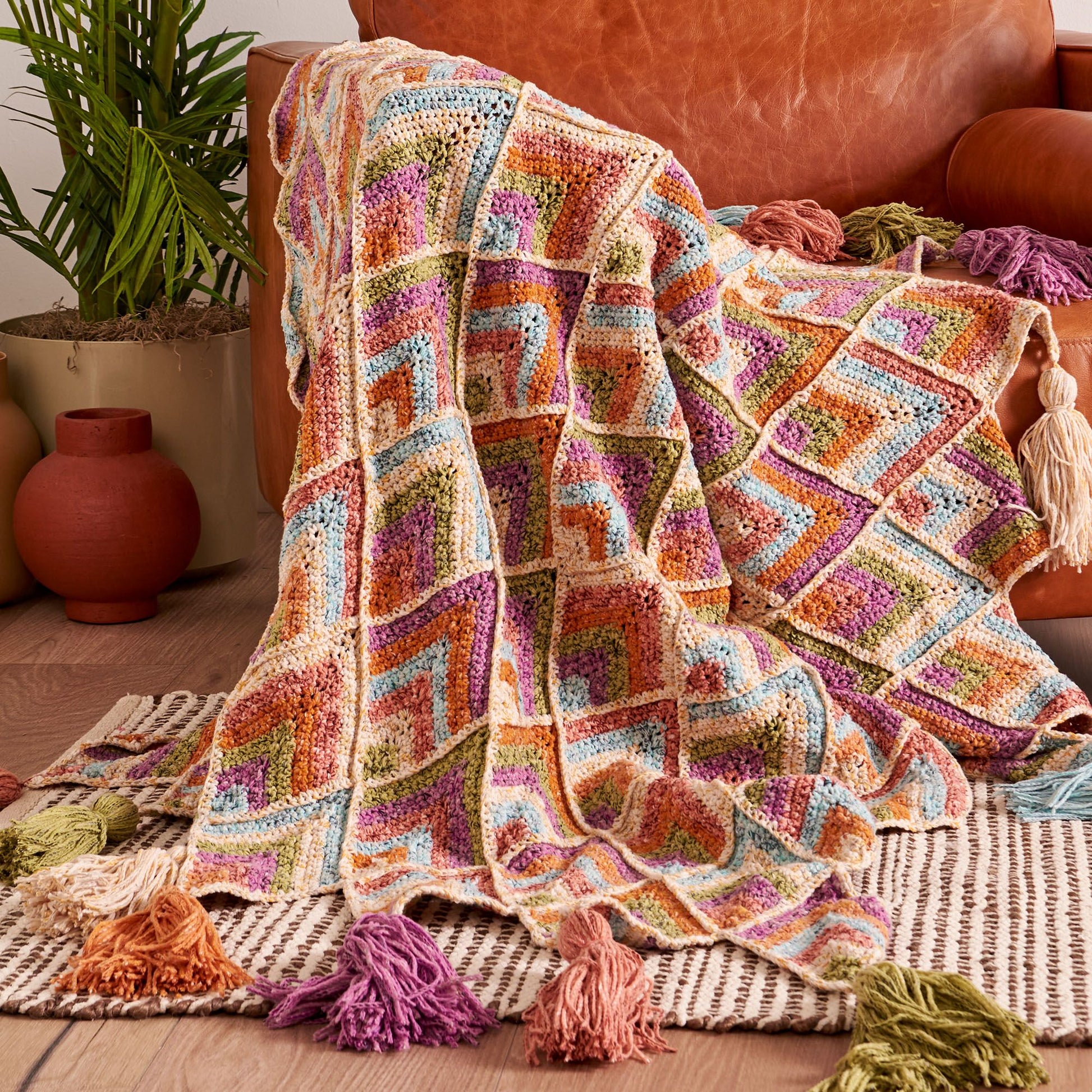 Free Bernat Peaks and Valleys Crochet Blanket Pattern