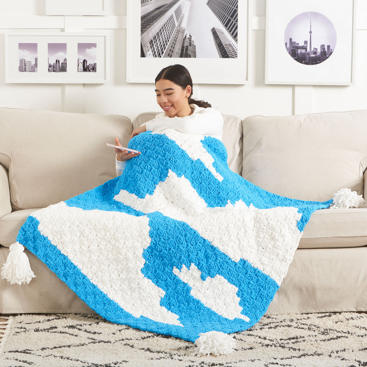 Crochet Blanket made in Bernat Blanket","Blanket Brights Yarn
