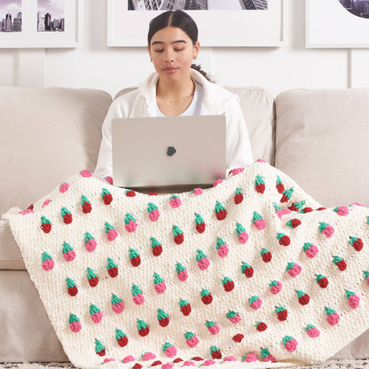 Bernat Crochet Strawberry Bobble Blanket Crochet Blanket made in Bernat Blanket Yarn