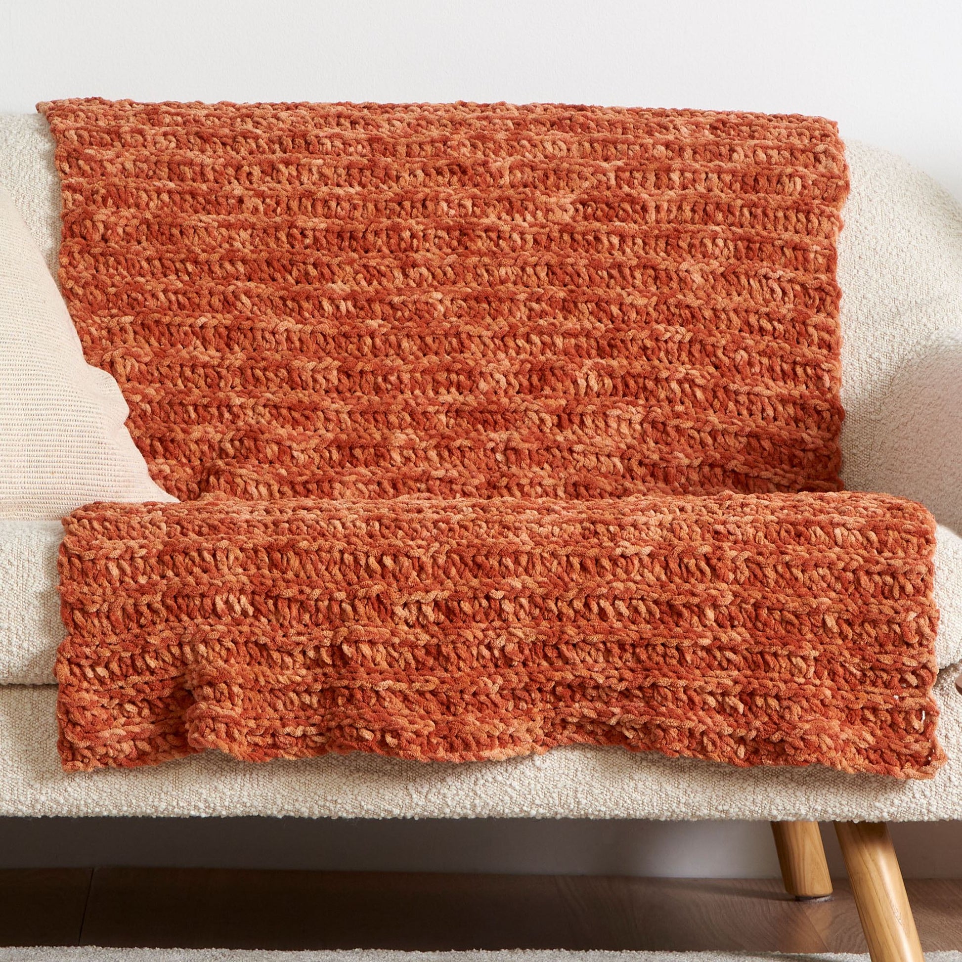 Free Easy Bernat Mist-ical Crochet Ridges Throw Pattern | Yarnspirations